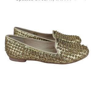 Steve Madden Studlyy Studded Gold Glitter Flats Loafers Women's Size 10